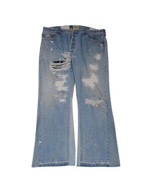 Gallery Dept Indiana Flare Jeans Size US 38x32 Indigo Blue Denim Raw Hem